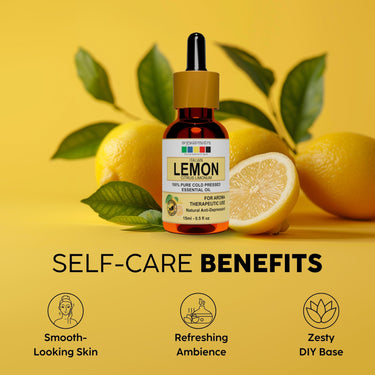Organix Mantra Lemon Oil | Improves Skin Radiance, Boost Hair Luster | Revitalizing Care for Face, Scalp & Skin | 15ML